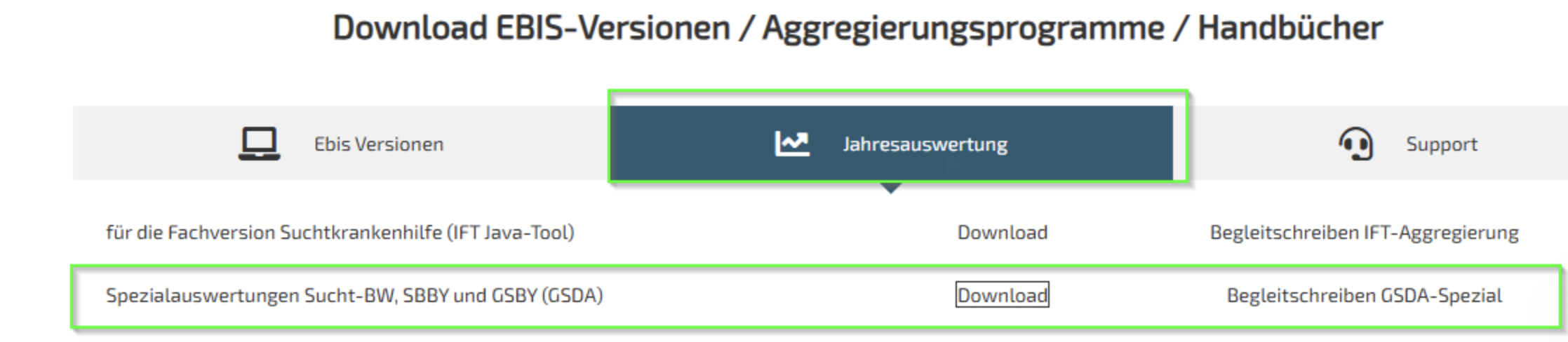 Webseite der GSDA für den Download